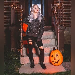 NWT Cakeworthy Disney Haunted Mansion Wallpaper Cardigan Size Medium Sweater